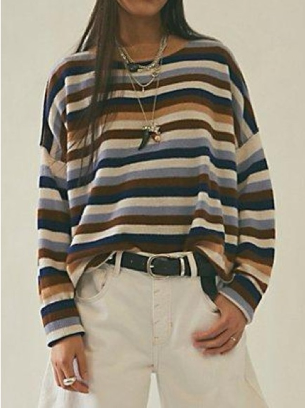 NWOT Free People 100% Cashmere Tomorrow Stripe Sweater